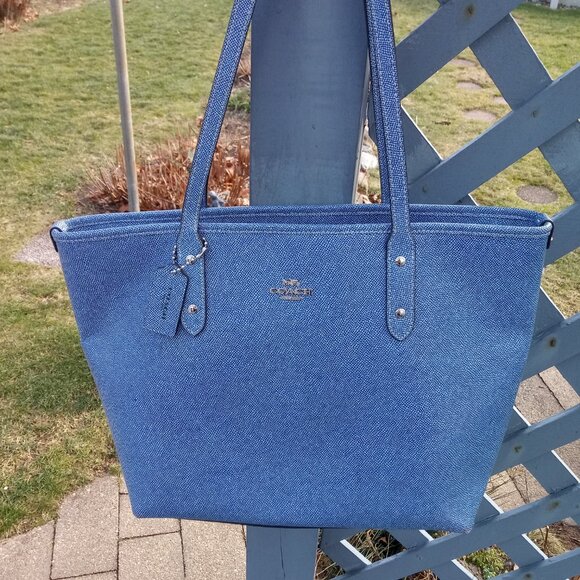 Coach large denim blueCity zip  tote bag - Picture 5 of 9